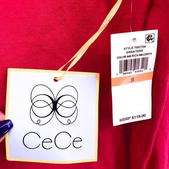 CECE Ruffled Sweater Dress Small Pink Long Sleeve Mock Neck NWT - Picture 7 of 10